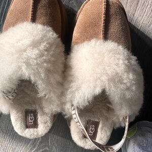 UGG Brown and Cream Sheepskin Slippers